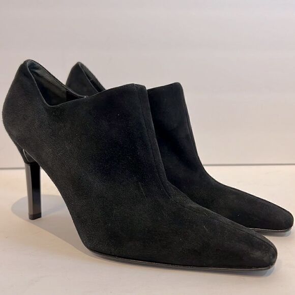 Paloma Black Suede Heel Booties Size 8 - Picture 1 of 13